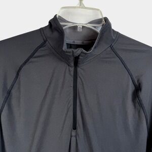 Champion Mens Quarter Zip Long Sleeve Pullover Activewear Top Gray Size M